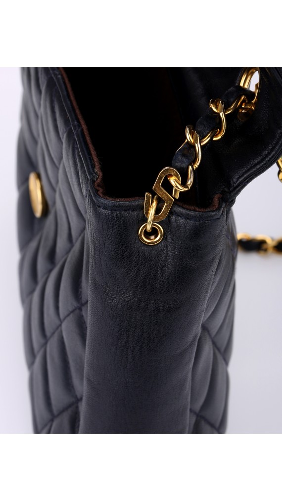 Vintage Chanel Soft Shoulder Bag CC Mørkeblå