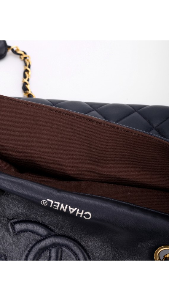 Vintage Chanel Soft Shoulder Bag CC Mørkeblå