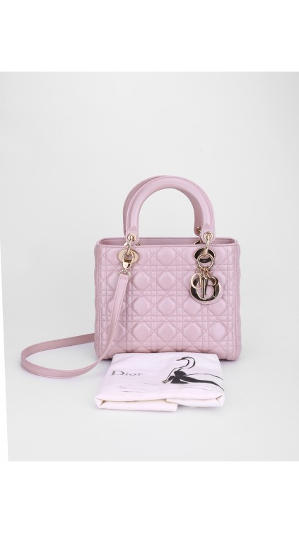Lady Dior Metallic Pink Bag Size Medium