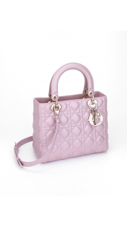 Lady Dior Medium Shoulder Bag - Metallic Pink