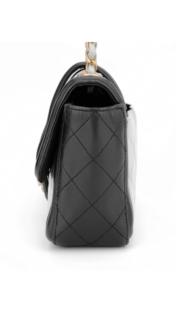 Chanel Single Flap Shoulder Bag - Two Toned Light Blue and Black