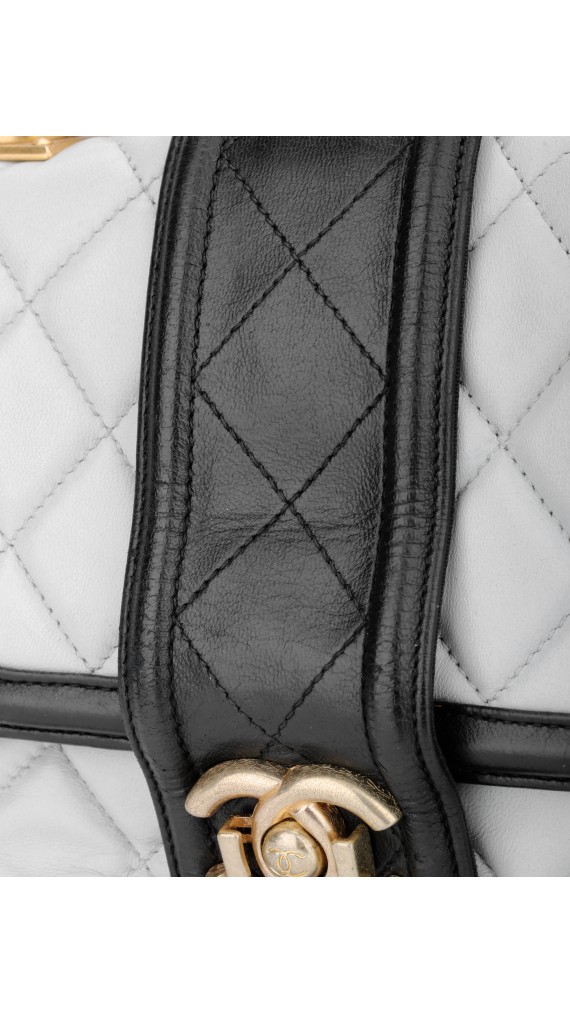 Chanel Single Flap Shoulder Bag - Two Toned Light Blue and Black