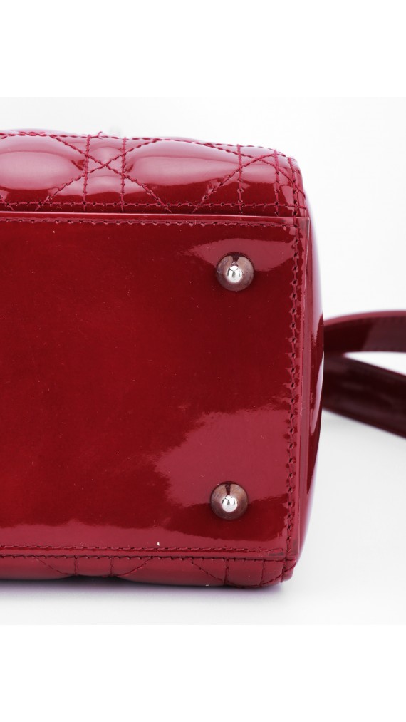 Lady Dior Patent Leather Bag in Red Size Medium