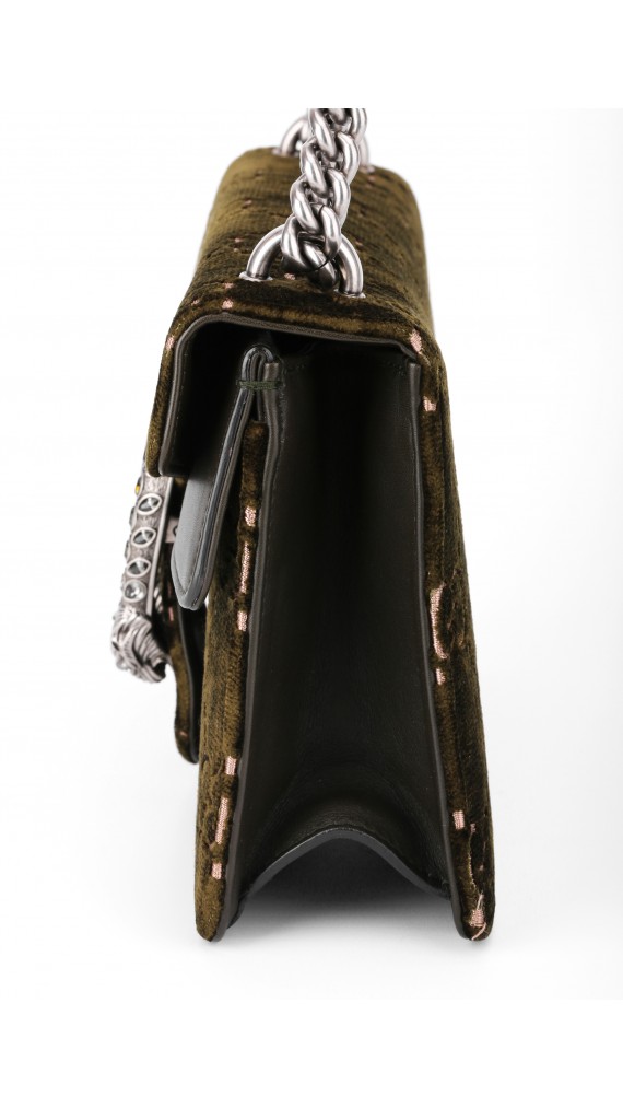 Gucci GG Dionysus Small Green Velvet Shoulder Bag