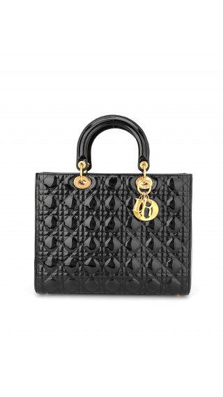 Lady Dior Patent Hand Bag Size Large