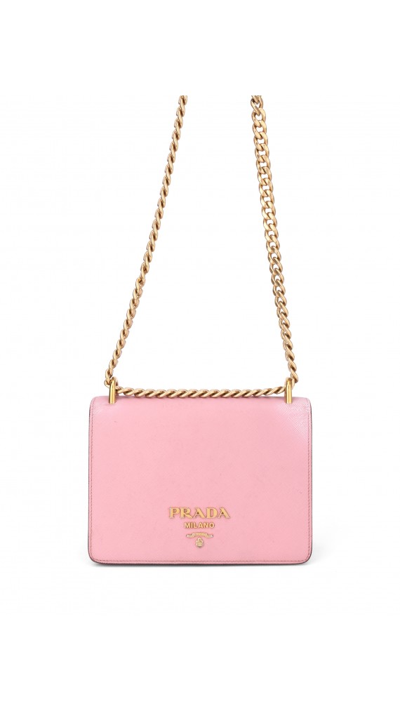 Prada Saffiano Rose Leather Shoulder Bag