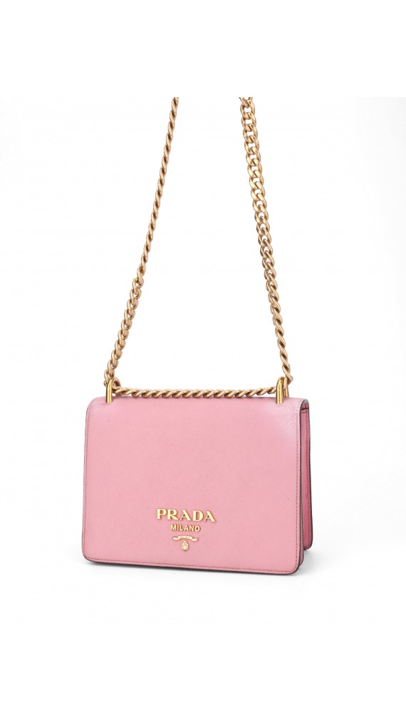 Prada Saffiano Rose Leather Shoulder Bag