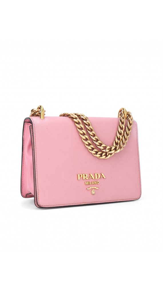 Prada Saffiano Rose Leather Shoulder Bag