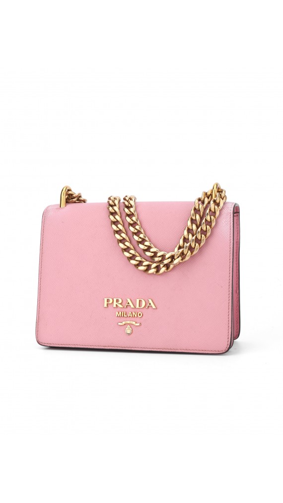 Prada Saffiano Rose Leather Shoulder Bag