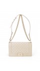 Chanel Boy Patent Beige Shoulder Bag