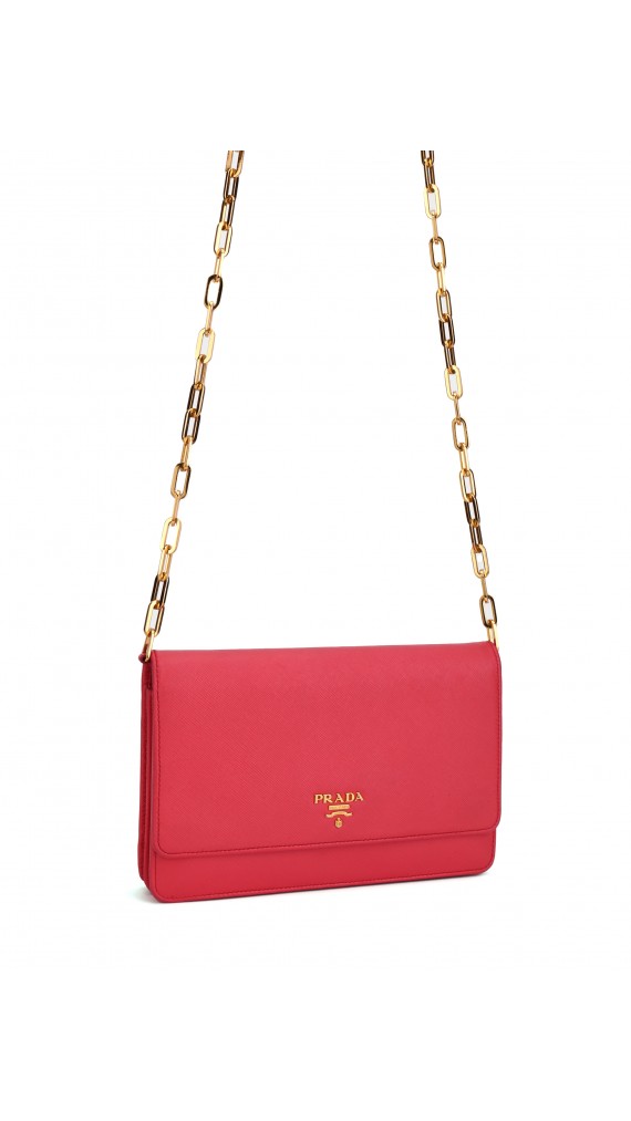 PRADA Crossbody Coral Rose Wallet On Chain