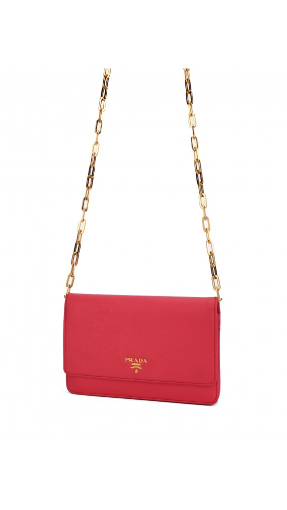 PRADA Crossbody Coral Rose Wallet On Chain