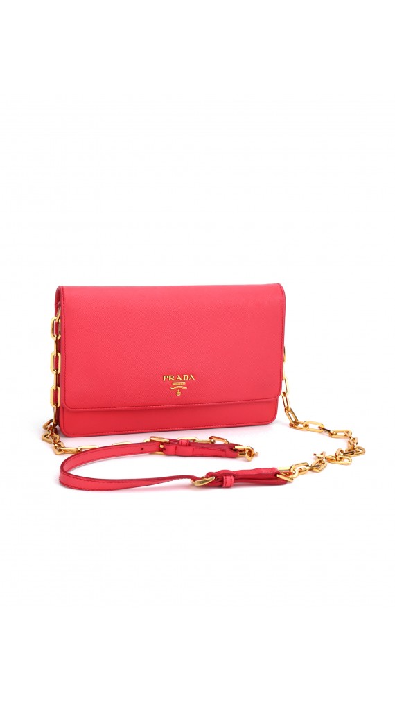 PRADA Crossbody Coral Rose Wallet On Chain