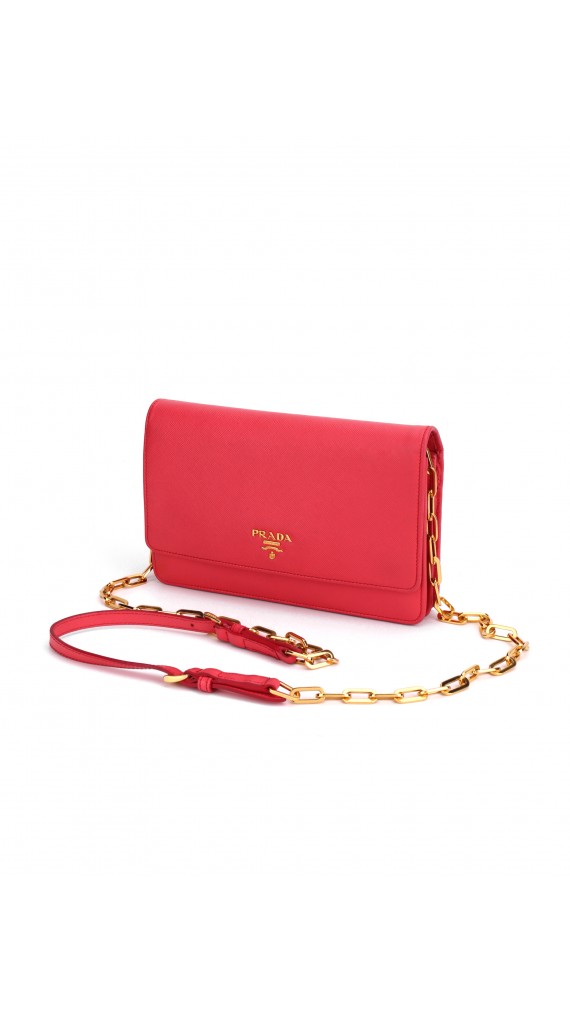 PRADA Crossbody Coral Rose Wallet On Chain