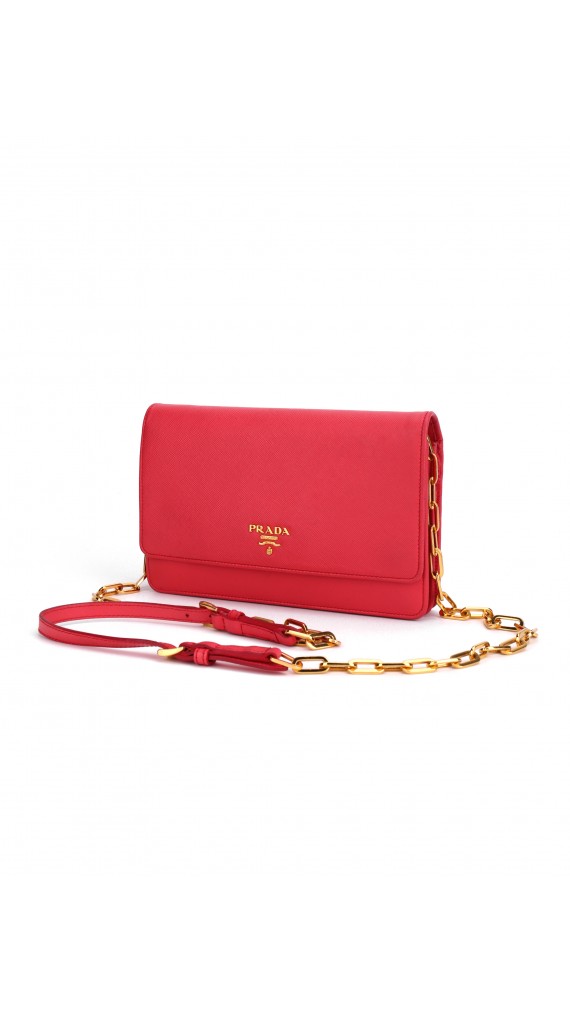 PRADA Crossbody Coral Rose Wallet On Chain
