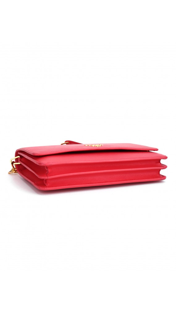 PRADA Crossbody Coral Rose Wallet On Chain