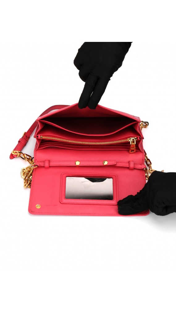 PRADA Crossbody Coral Rose Wallet On Chain