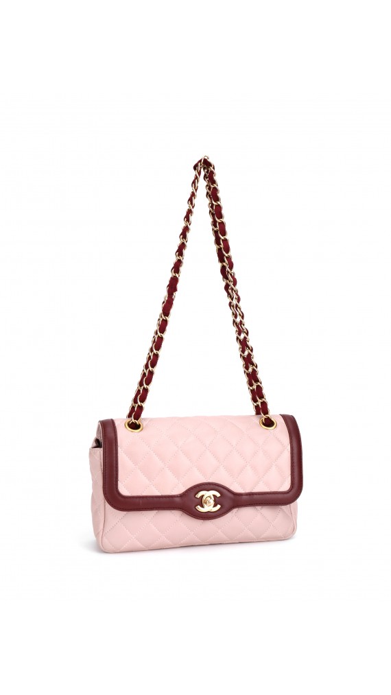 Chanel Medium Rose Lammeskinn Shoulder Bag
