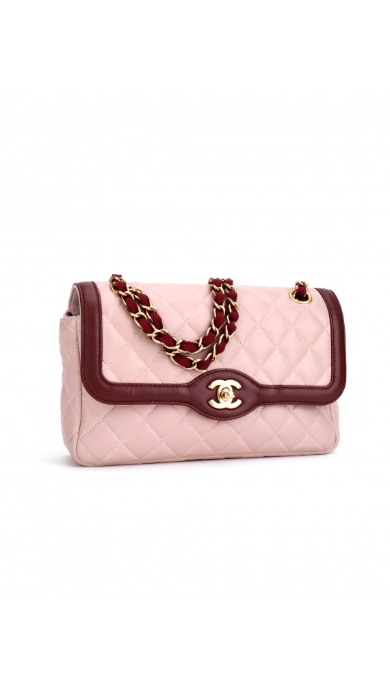 Chanel Medium Rose Lammeskinn Shoulder Bag