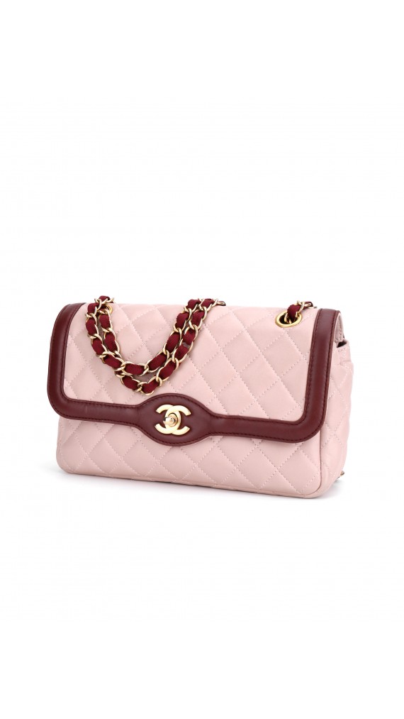 Chanel Medium Rose Lammeskinn Shoulder Bag