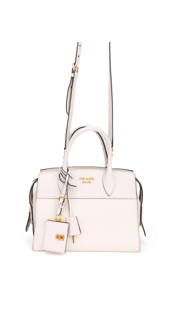 Prada Hvit Saffiano City Hand Shoulder Bag