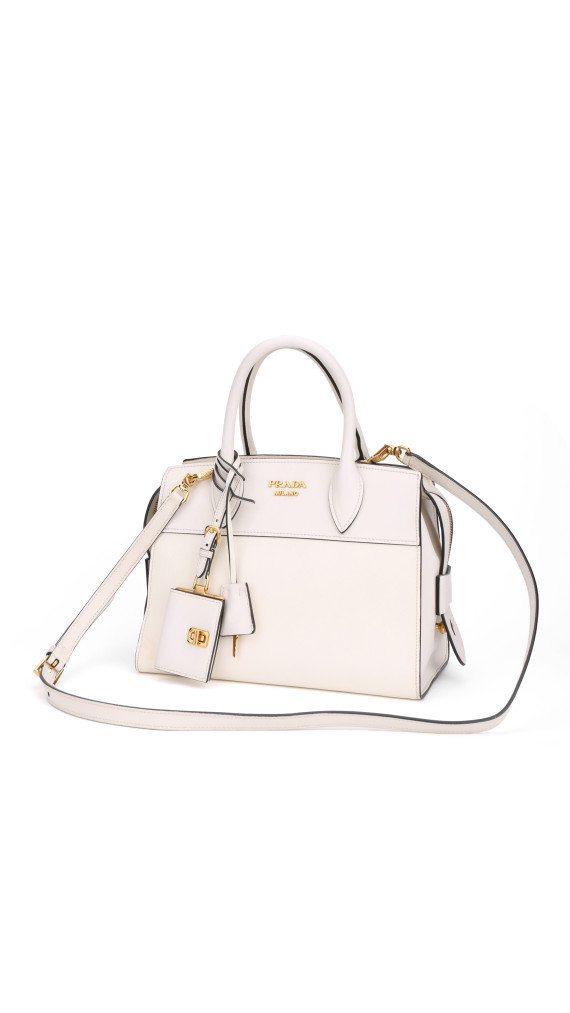 Prada Hvit Saffiano City Hand Shoulder Bag