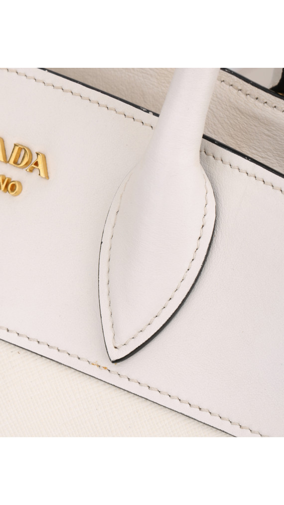 Prada Hvit Saffiano City Hand Shoulder Bag