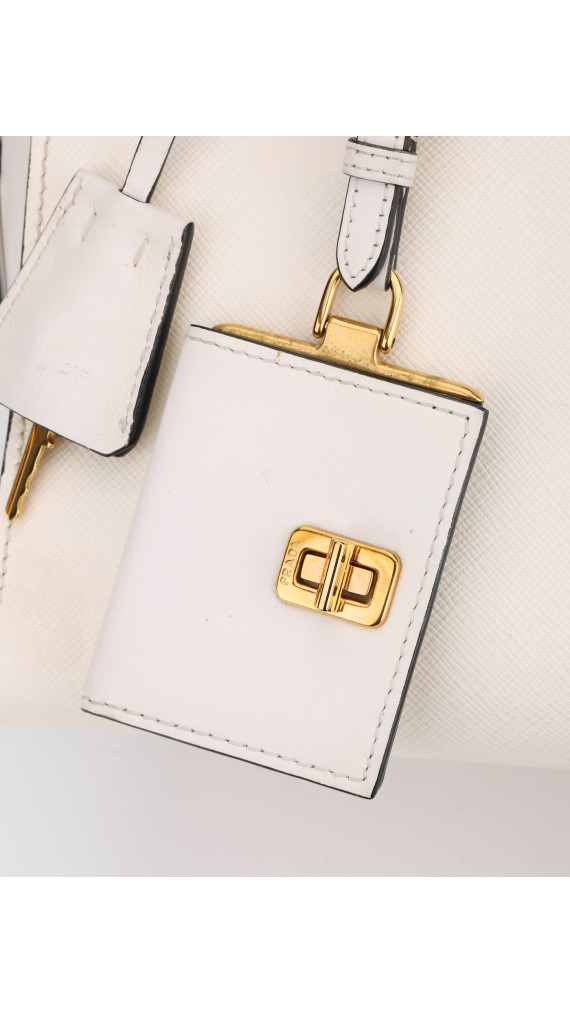 Prada Hvit Saffiano City Hand Shoulder Bag