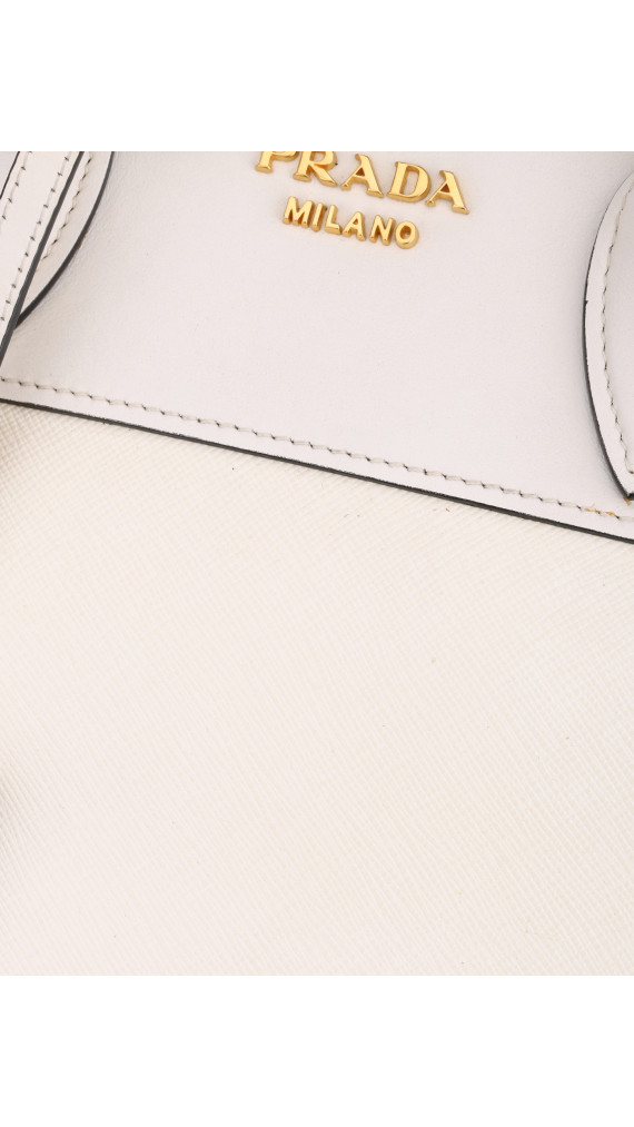 Prada Hvit Saffiano City Hand Shoulder Bag