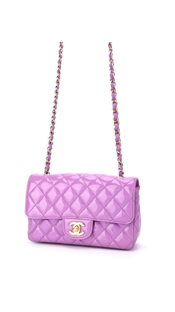 Chanel Klassisk Small Flap Lavendel Patent Leather