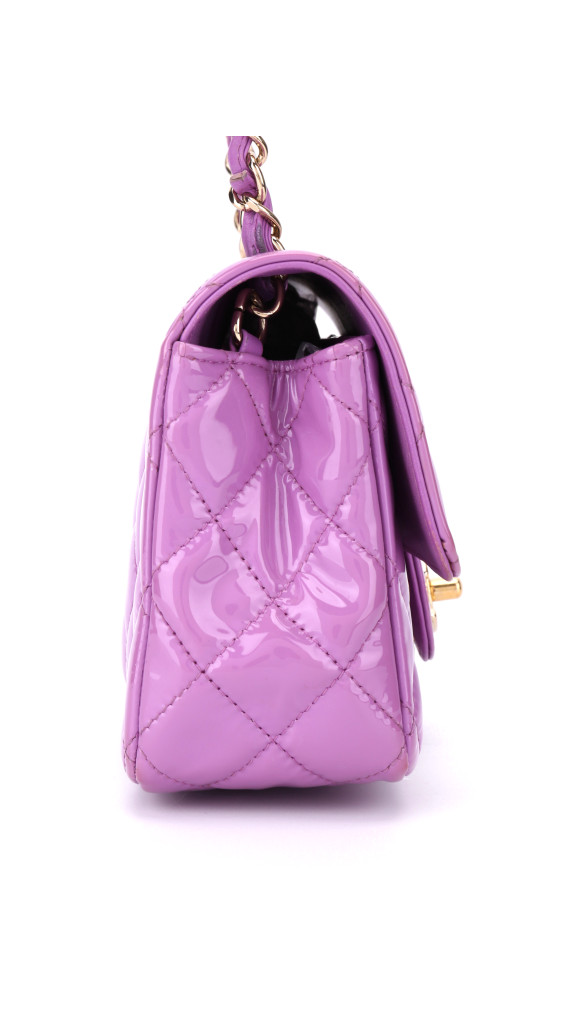 Chanel Klassisk Small Flap Lavendel Patent Leather