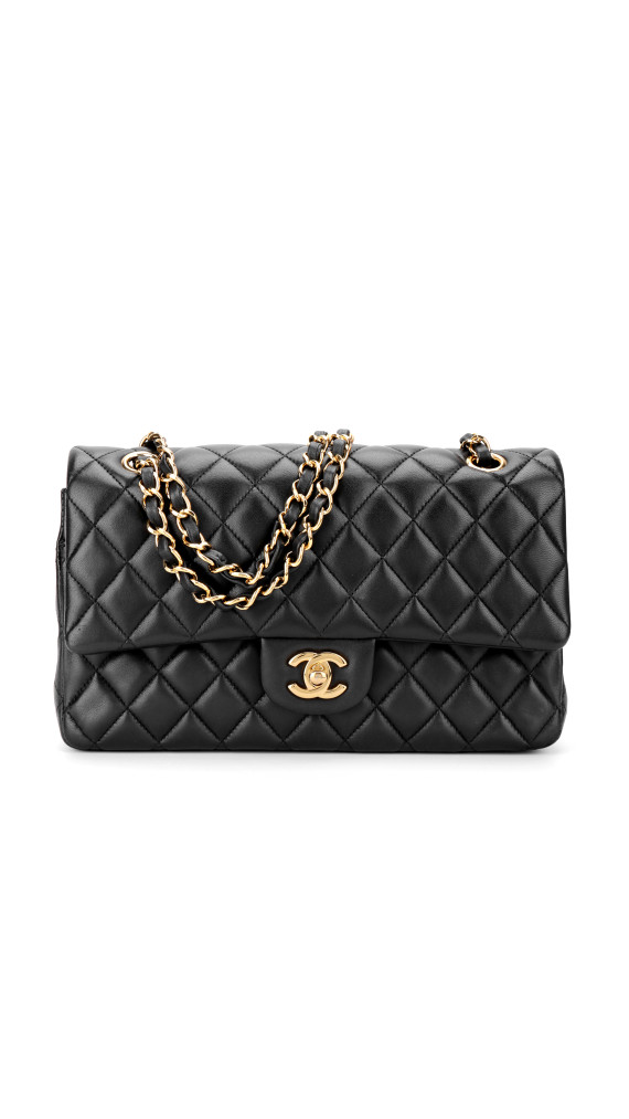 Chanel Classic Double Flap Bag i Size Medium Sort Lammeskinn