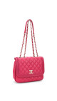 Chanel Single Flap Rose Lammeskinn Shoulder Bag