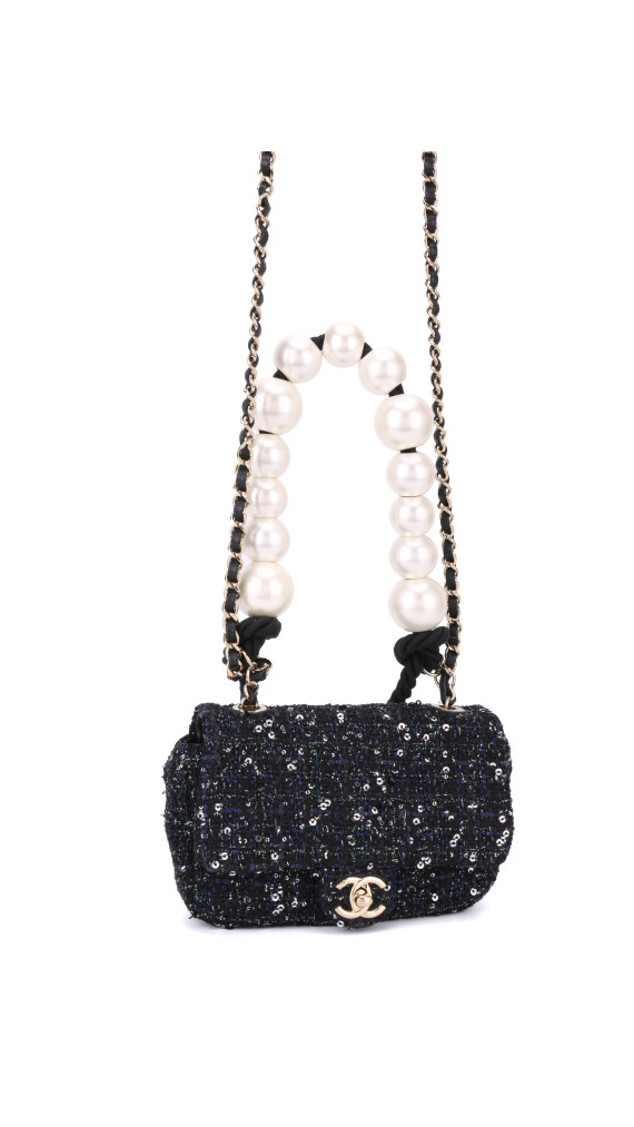Chanel Tweed Pearl Single Flap Bag Size Mini