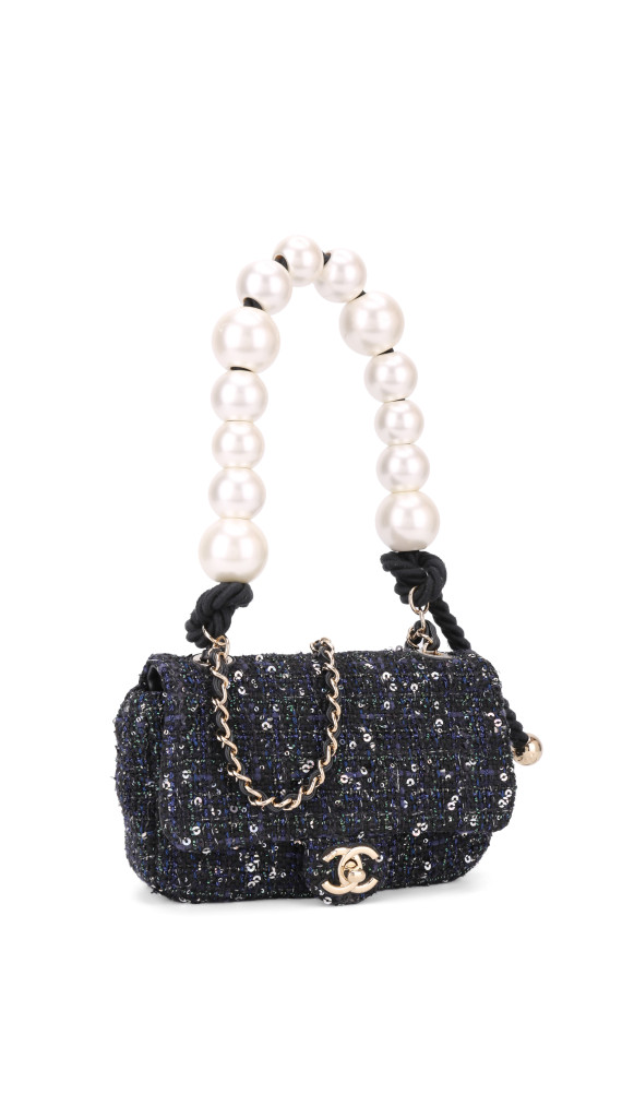 Chanel Tweed Pearl Single Flap Bag Size Mini