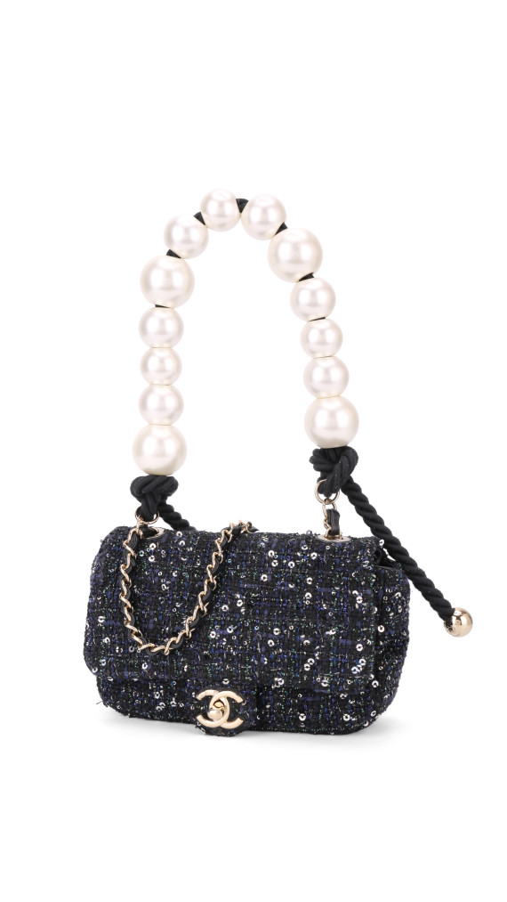 Chanel Tweed Pearl Single Flap Bag Size Mini