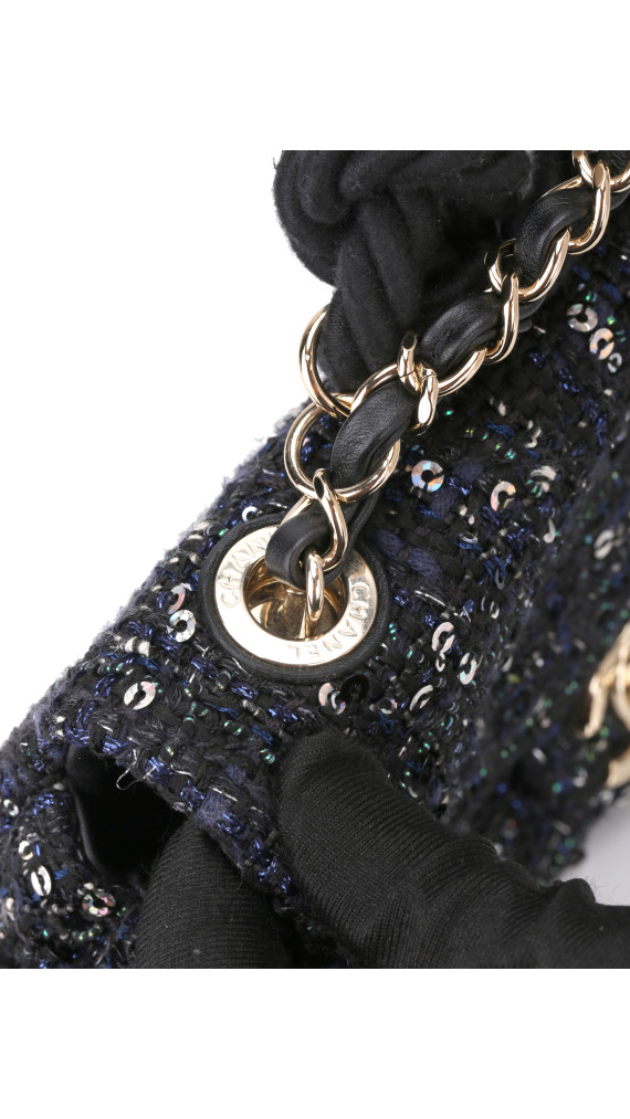 Chanel Tweed Pearl Single Flap Bag Size Mini
