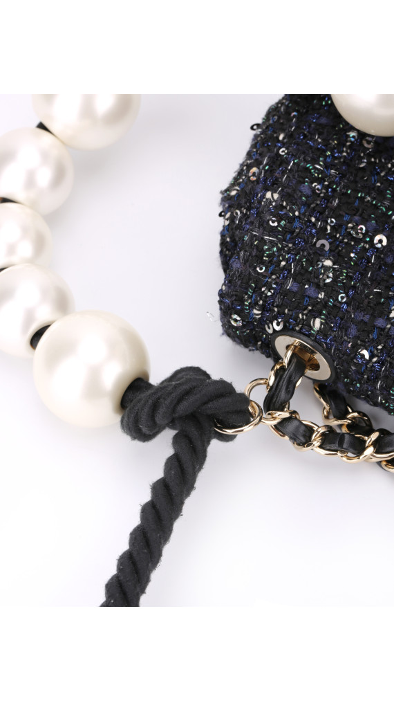 Chanel Tweed Pearl Single Flap Bag Size Mini