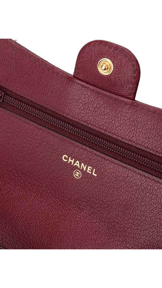 Chanel Wallet On Chain Burgunder