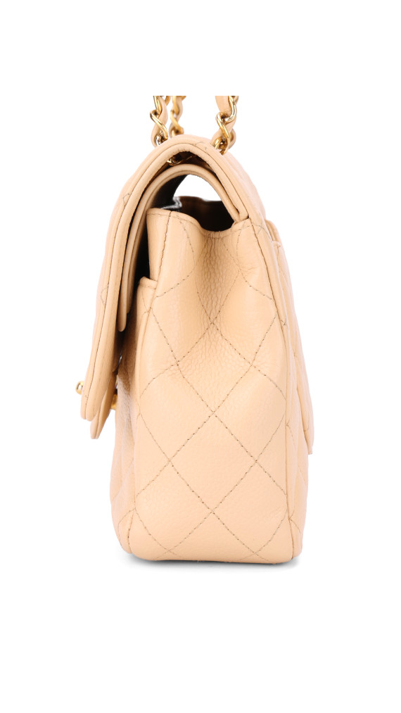 Chanel Classic Double Flap Bag Size Medium Caviar Beige