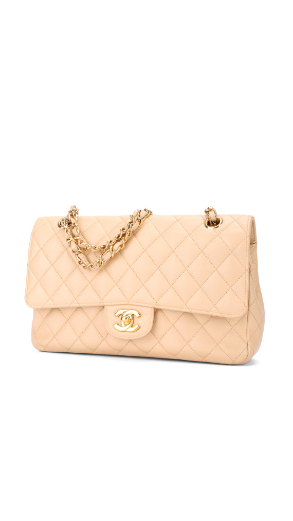 Chanel Classic Double Flap Bag Size Medium Caviar Beige