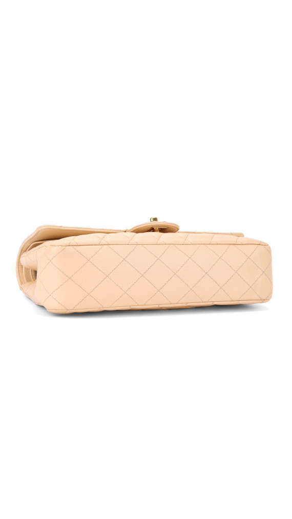 Chanel Classic Double Flap Bag Size Medium Caviar Beige