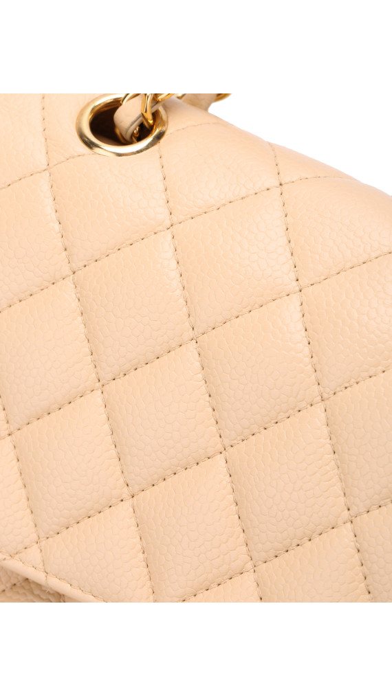 Chanel Classic Double Flap Bag Size Medium Caviar Beige