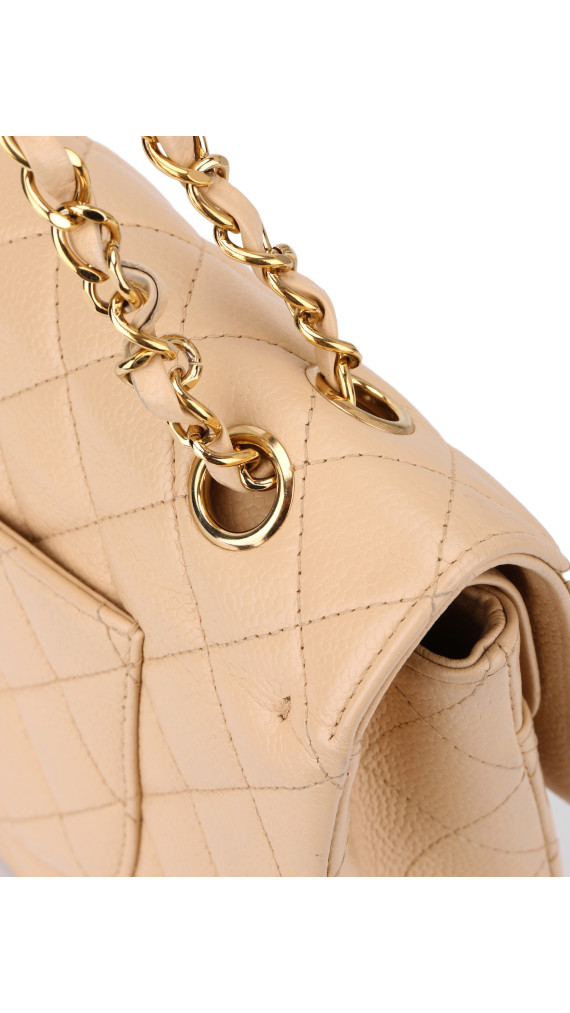 Chanel Classic Double Flap Bag Size Medium Caviar Beige