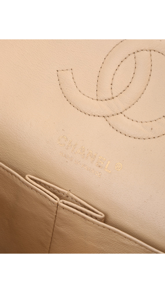 Chanel Classic Double Flap Bag Size Medium Caviar Beige