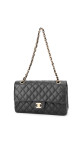 Chanel Classic Double Flap Bag i Size Medium Sort Lammeskinn