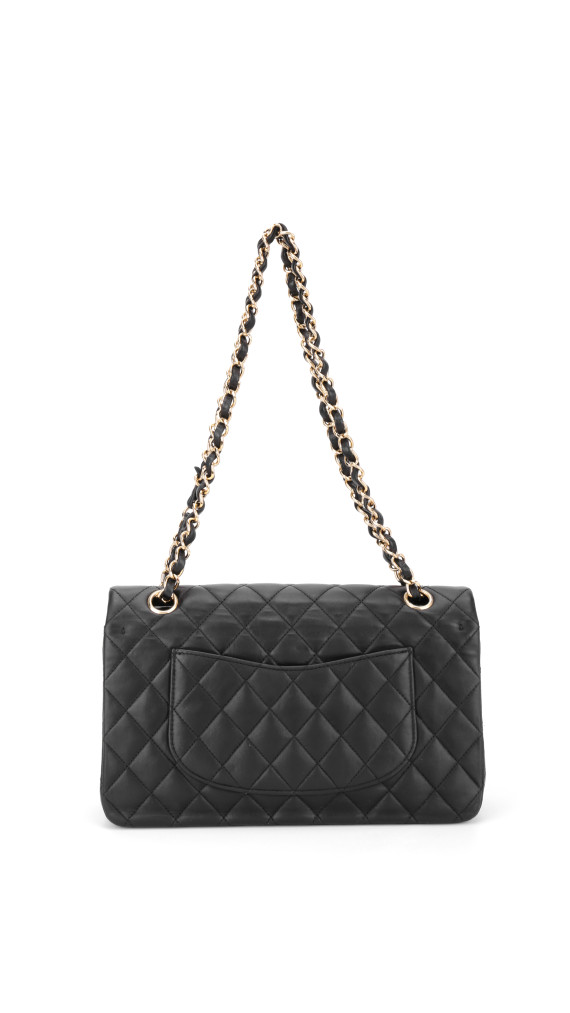 Chanel Classic Double Flap Bag i Size Medium Sort Lammeskinn