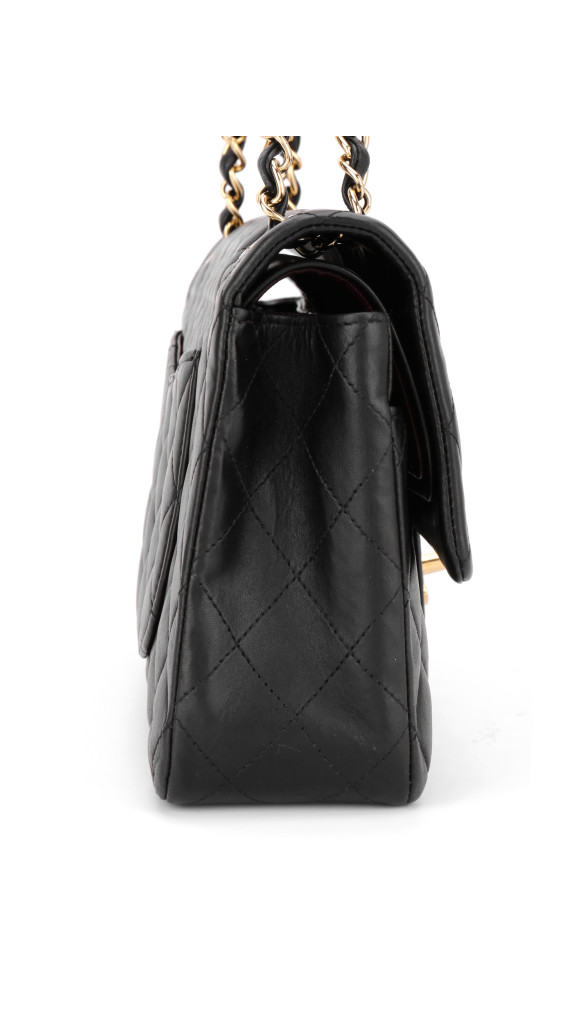 Chanel Classic Double Flap Bag i Size Medium Sort Lammeskinn