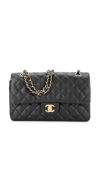 Chanel Classic Double Flap Bag i Size Medium Sort Lammeskinn