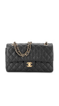 Chanel Classic Double Flap Bag i Size Medium Sort Lammeskinn